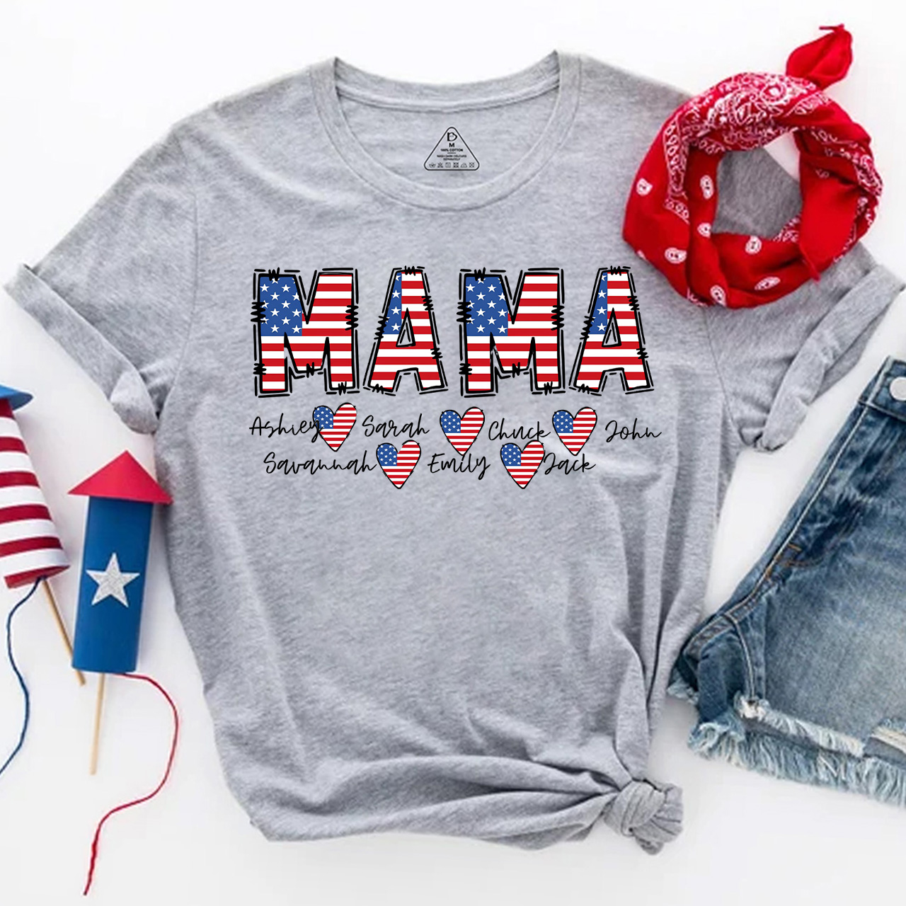 Personalized Name Independence Day Mama T-Shirts