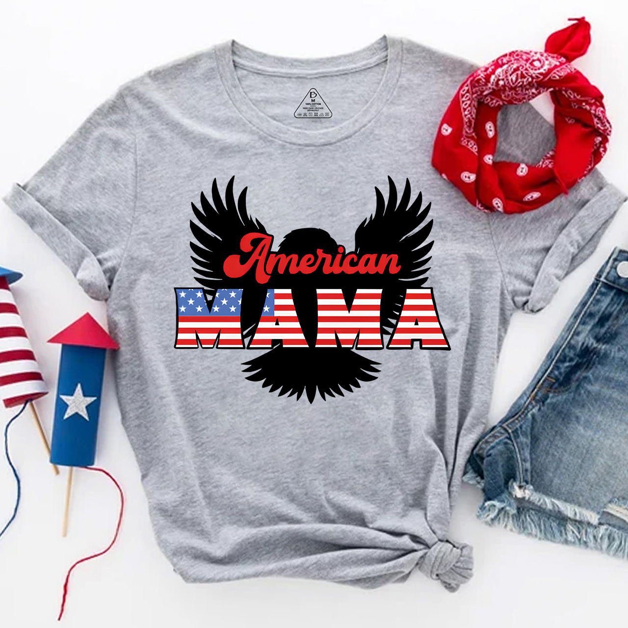 Patriotic Eagle Graphic Mama T-Shirts