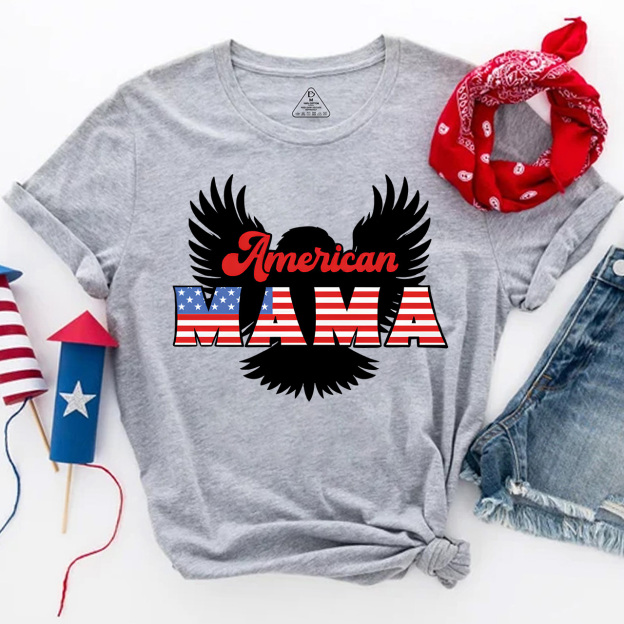 Patriotic Eagle Graphic Mama T-Shirts