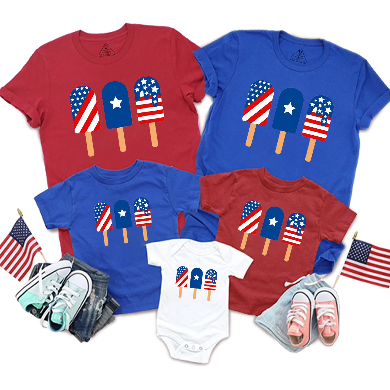 Patriotic 4th Of July Popsicle‘s Family Matching Shirts