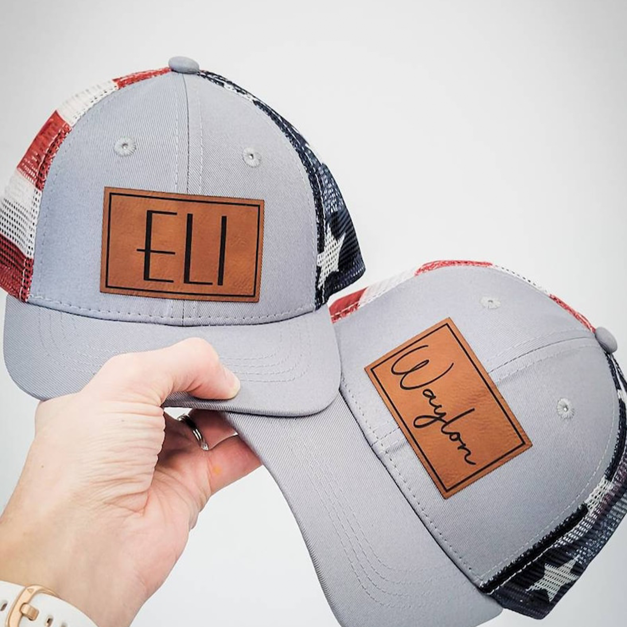 American Name Independence Day Curved Brim Mesh Baseball Cap