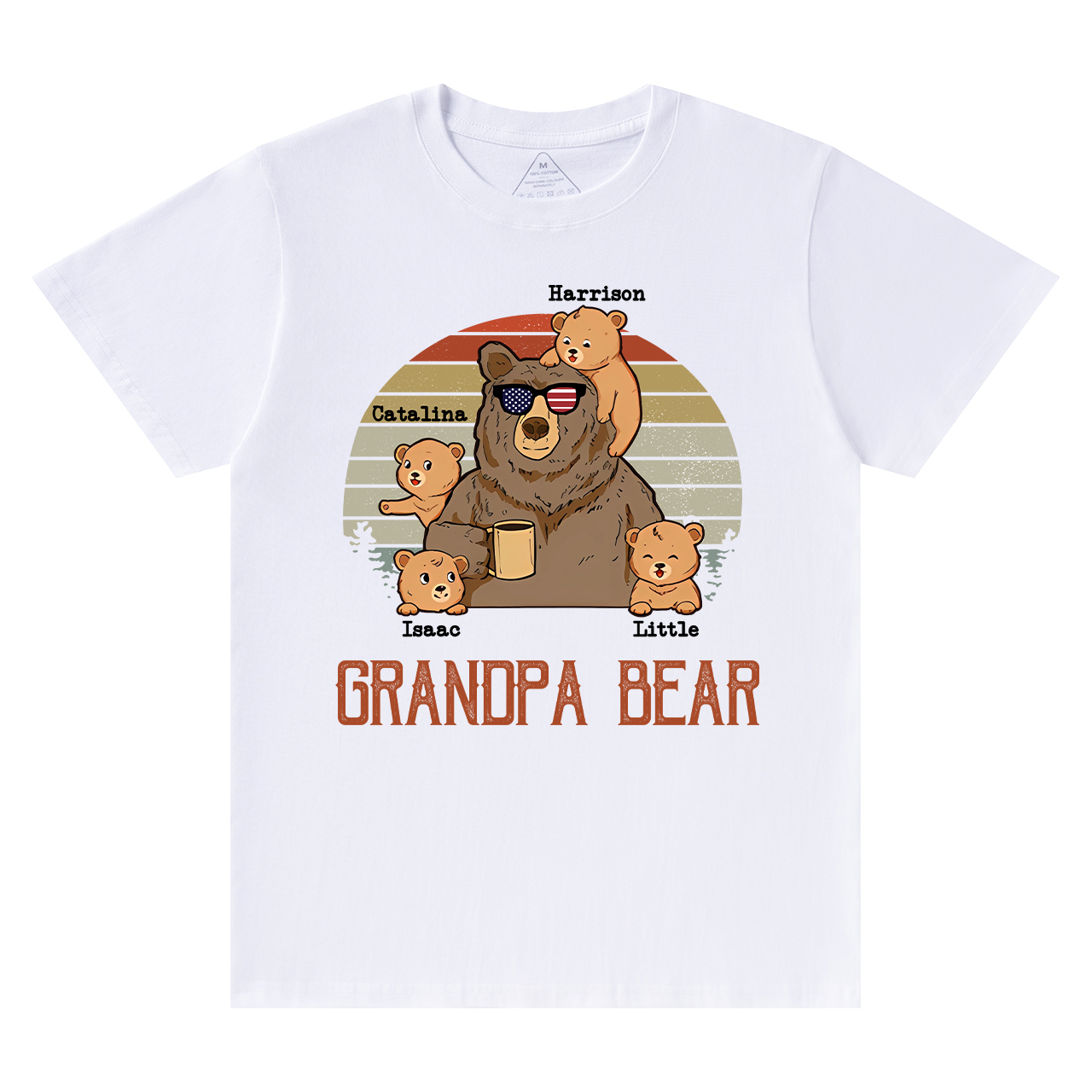 Personalized  Papa Bear And Kids Names T-Shirt 