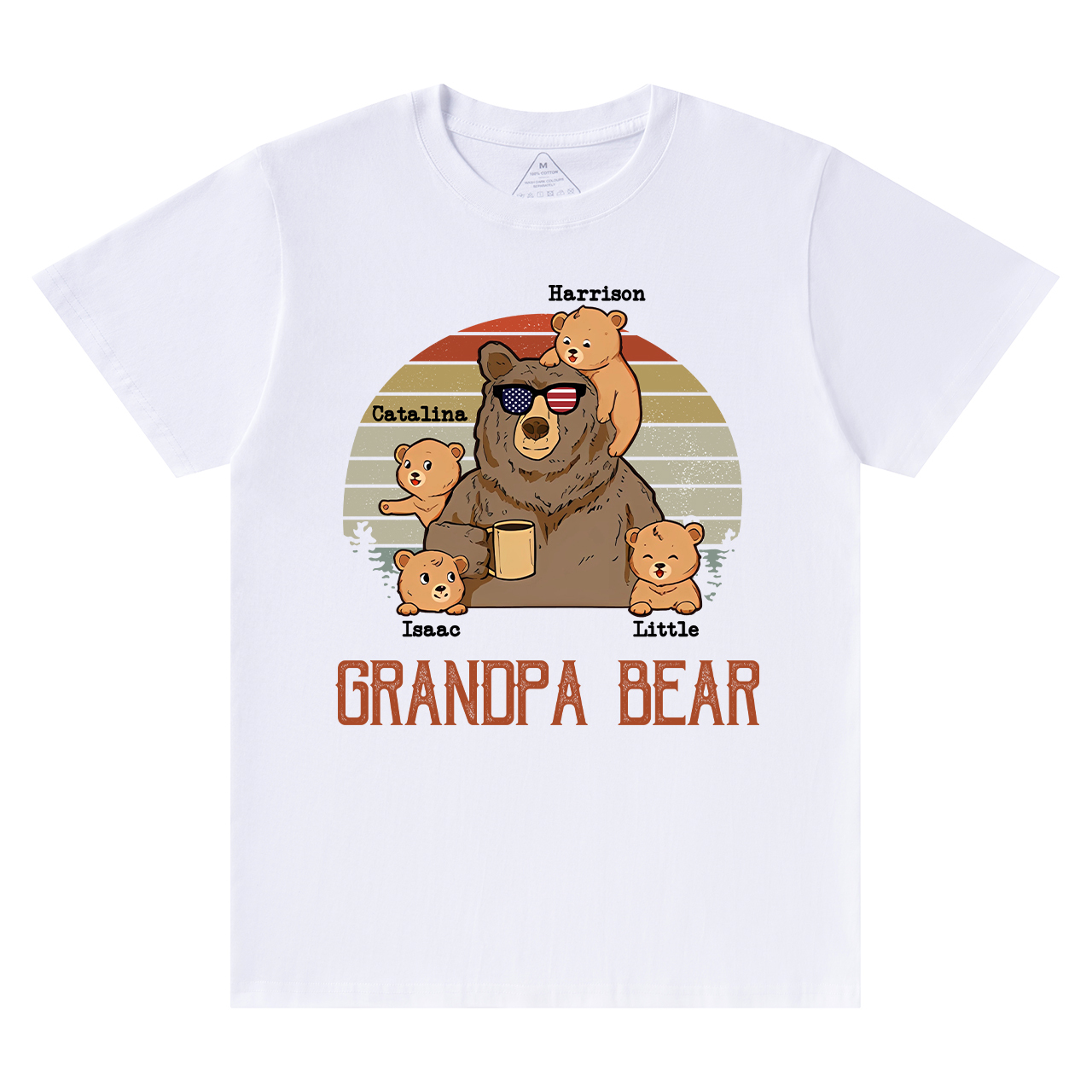 Personalized  Papa Bear And Kids Names T-Shirt 