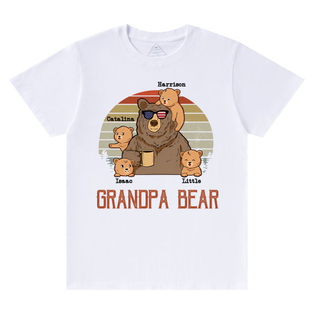 Personalized  Papa Bear And Kids Names T-Shirt 