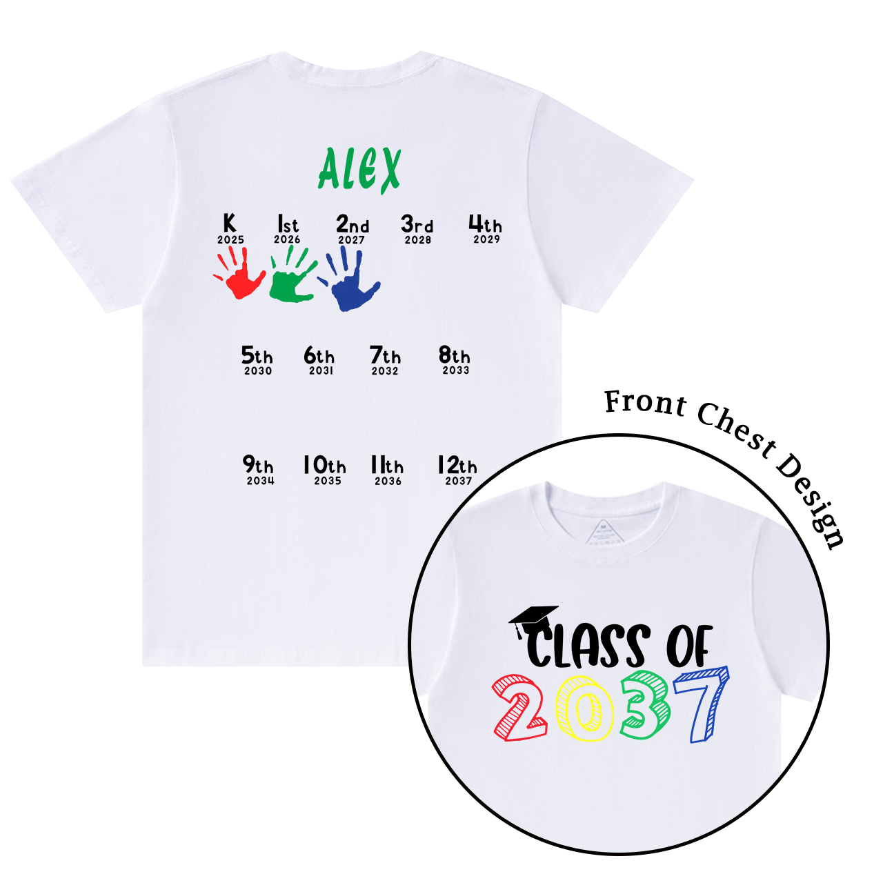 Hand Print-Class Of 2035 Personalized Shirts For School Kids Sale-Beepumpkin™