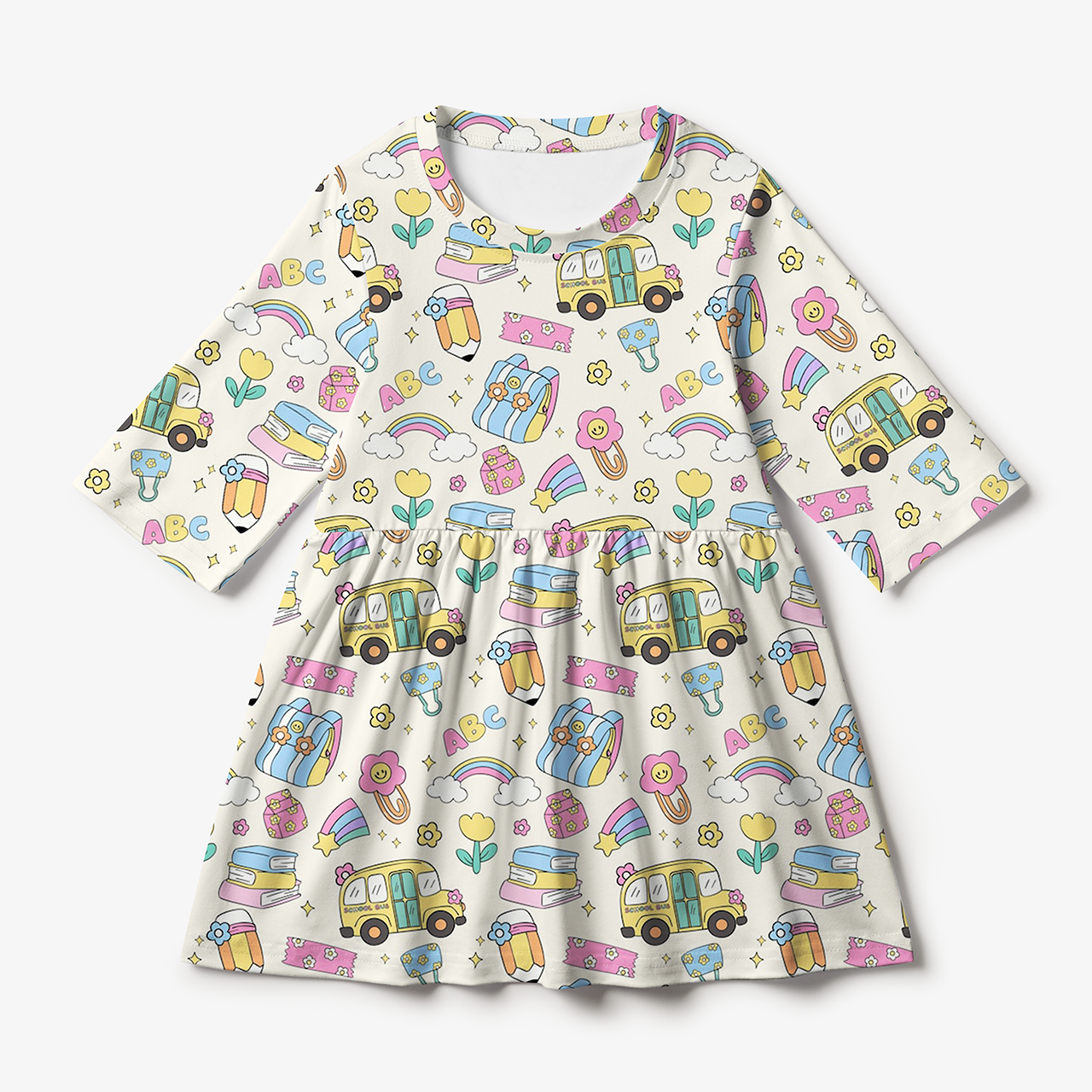 Rainbow School Bus All Over Print Kids Dress