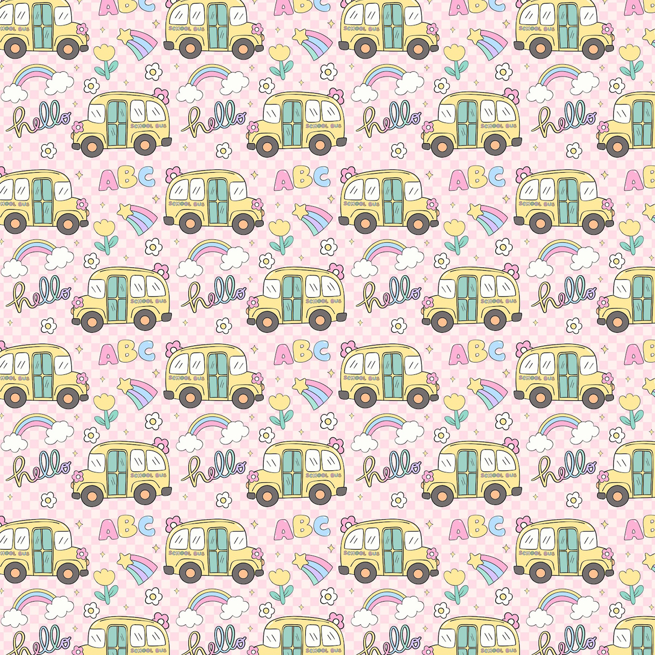 Pink School Bus All Over Print Kids Tees