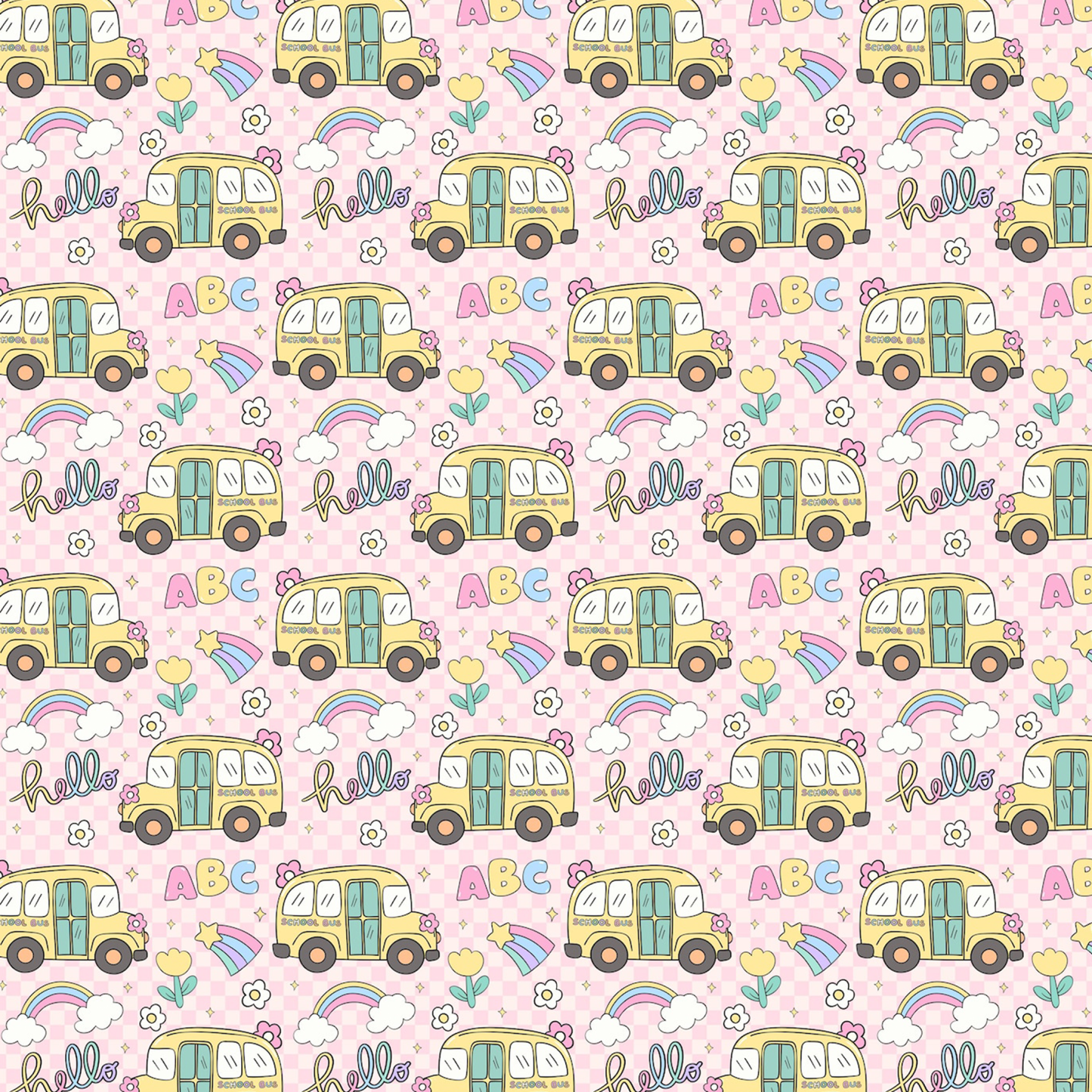 Pink School Bus All Over Print Kids Tees