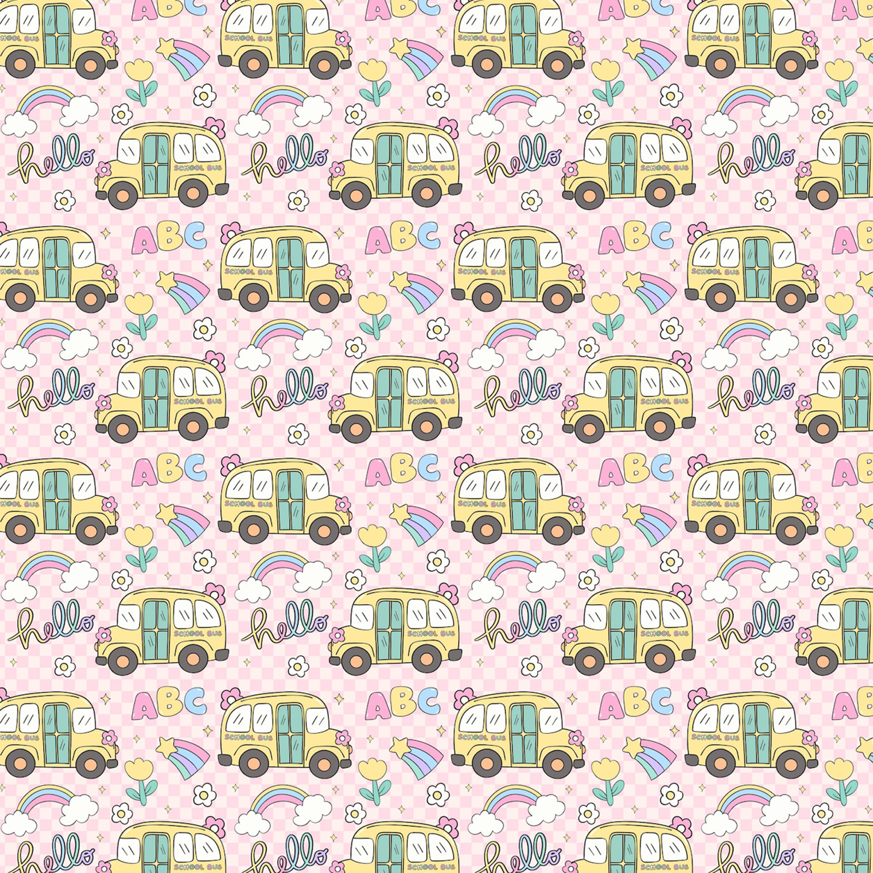 Pink School Bus All Over Print Kids Tees