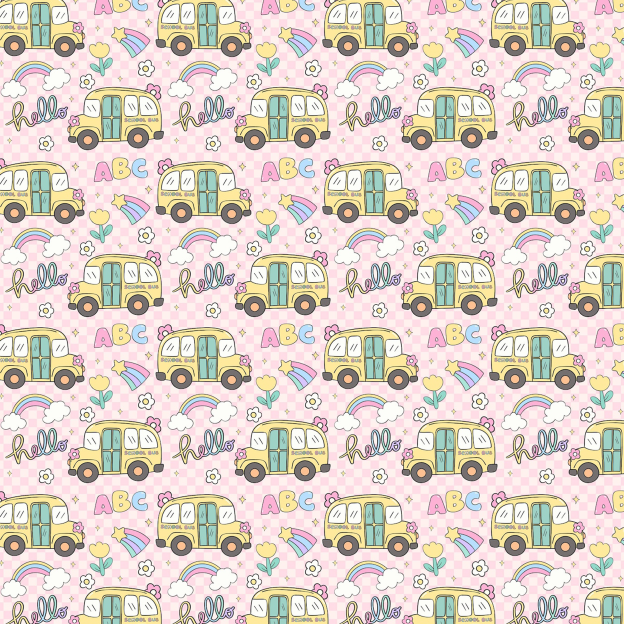 Pink School Bus All Over Print Kids Tees