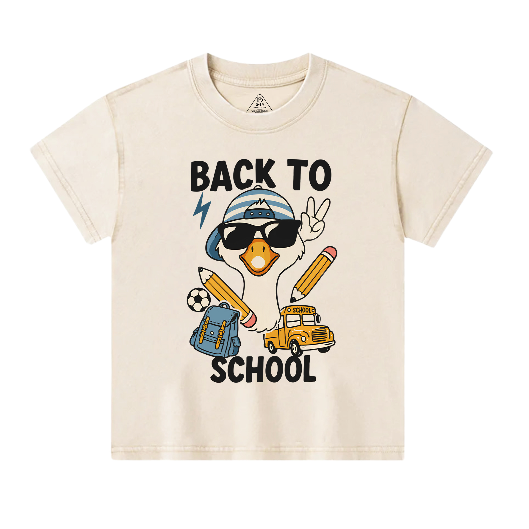 Back To School Goose Toddler&Kids Washed Tees