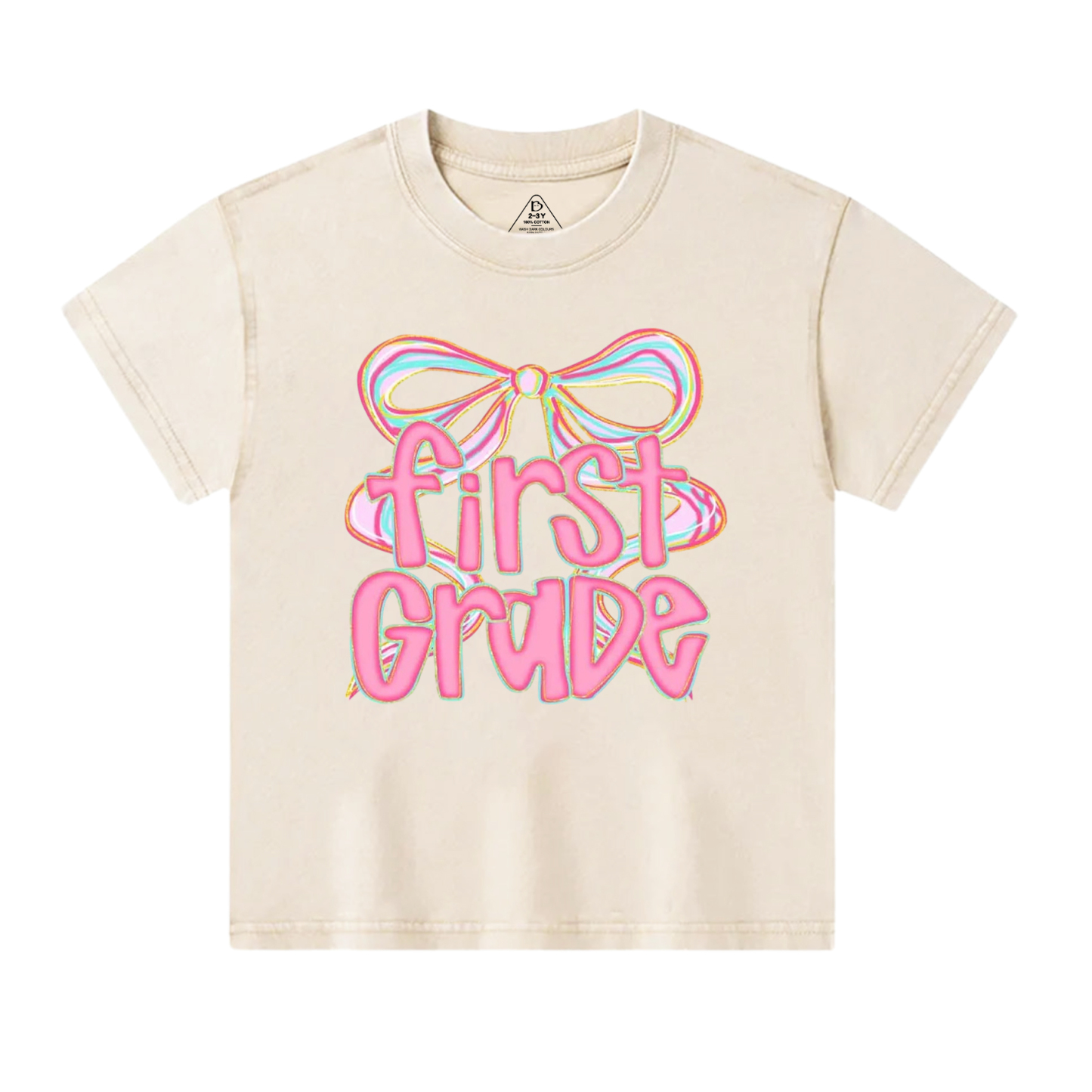 Personalized Bow Grade Toddler&Kids Washed Tees