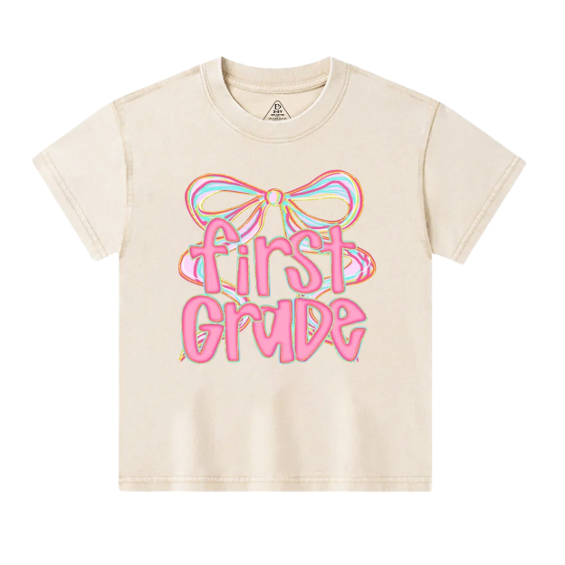 Personalized Bow Grade Toddler&Kids Washed Tees