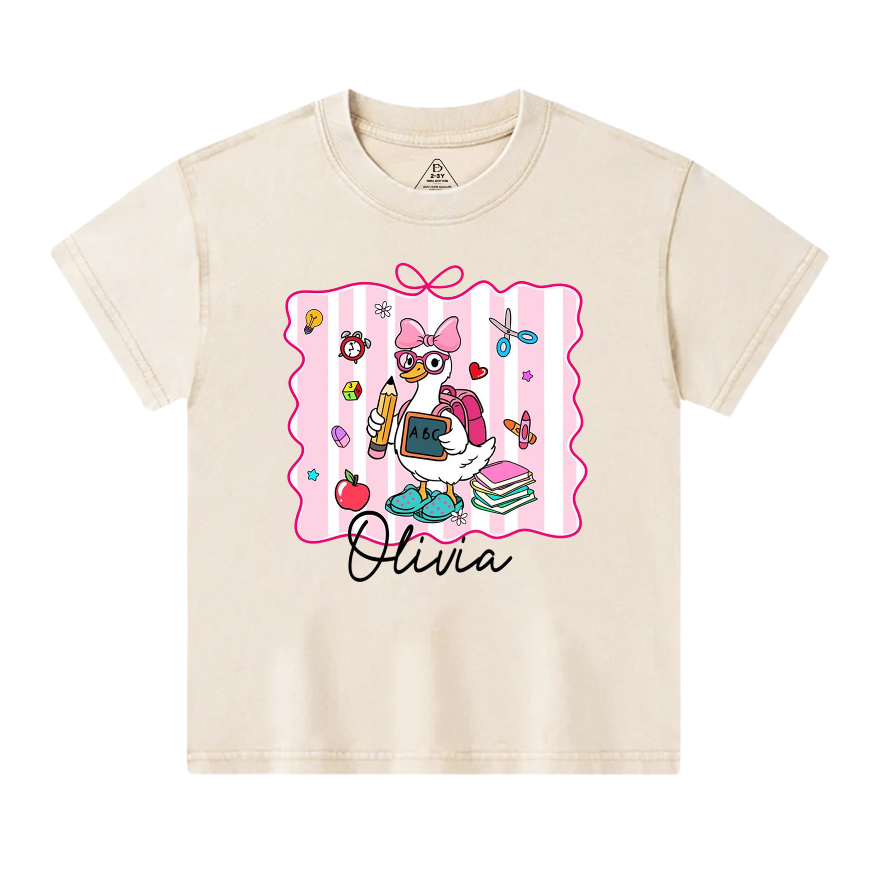 Personalized Boy Girl School Goose Toddler&Kids Washed Tees