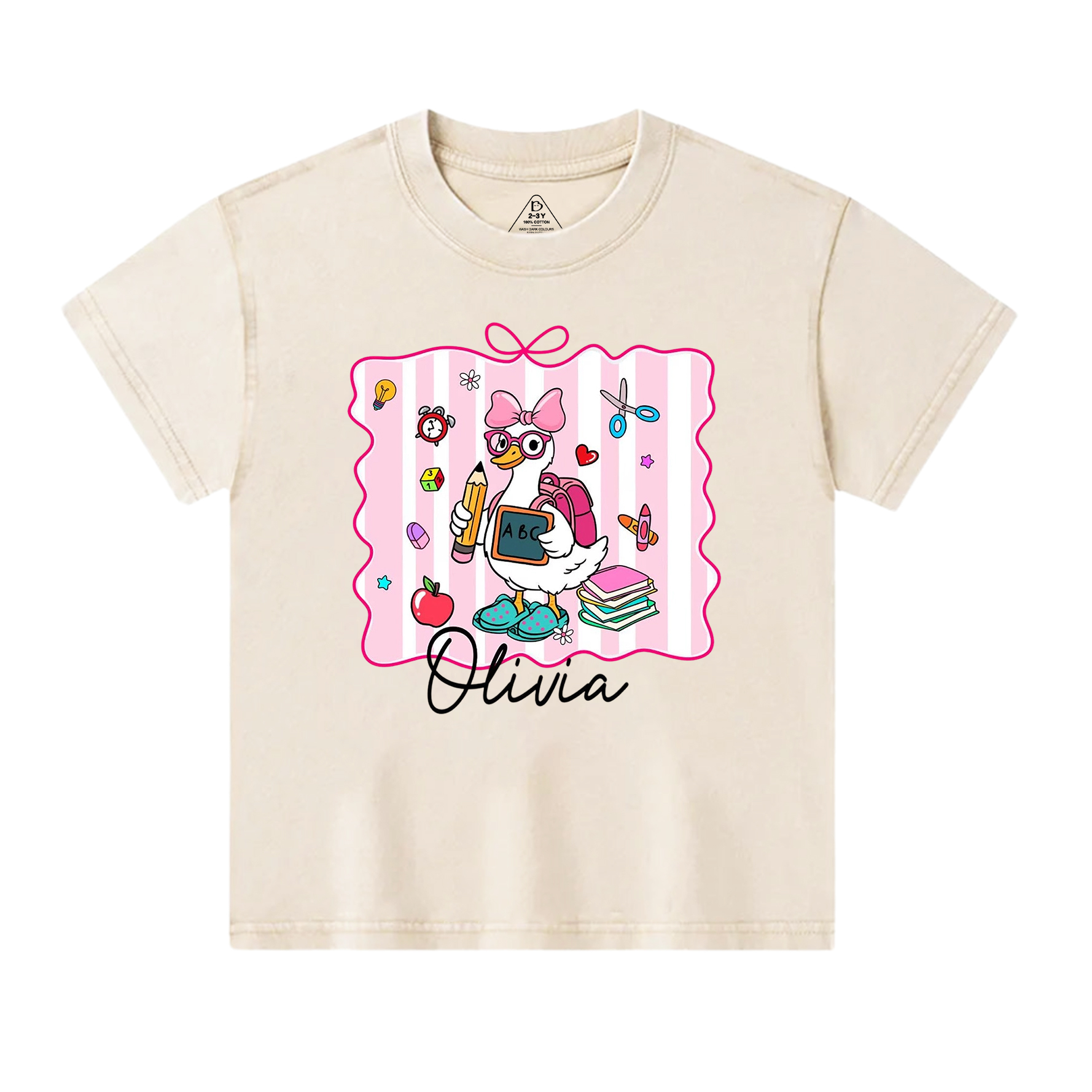 Personalized Boy Girl School Goose Toddler&Kids Washed Tees