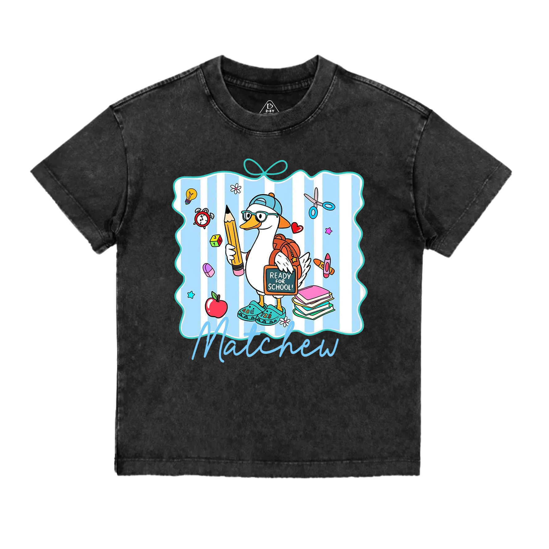 Personalized Boy Girl School Goose Toddler&Kids Washed Tees
