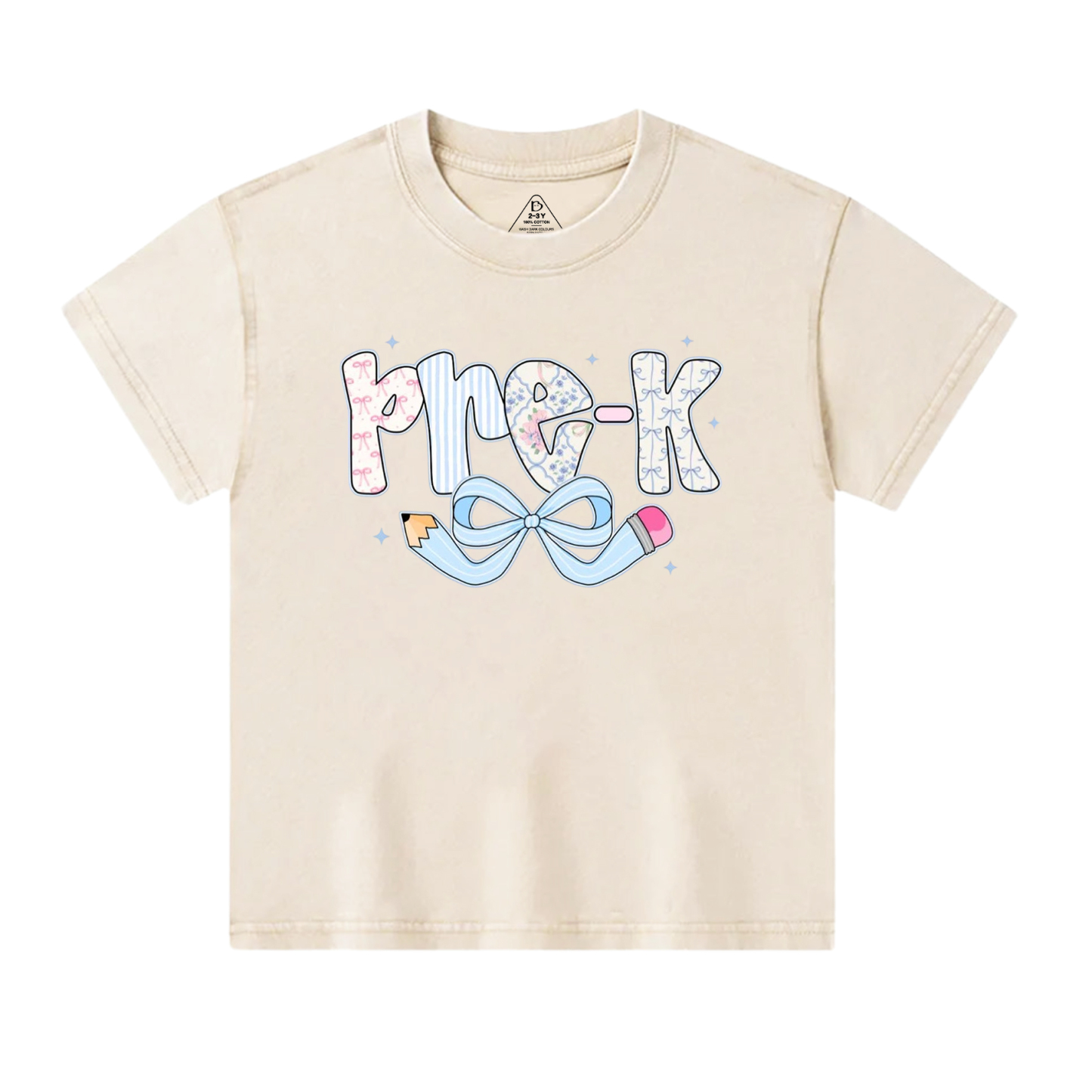 Personalized Pencil bow Grades Toddler&Kids Washed Tees