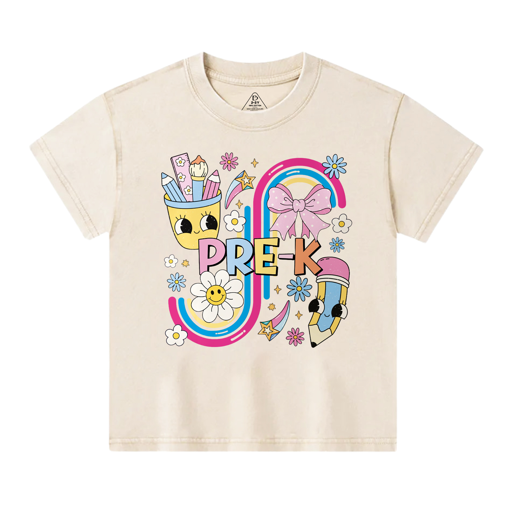 Personalized School Days Rainbow Collection Toddler&Kids Washed Tees