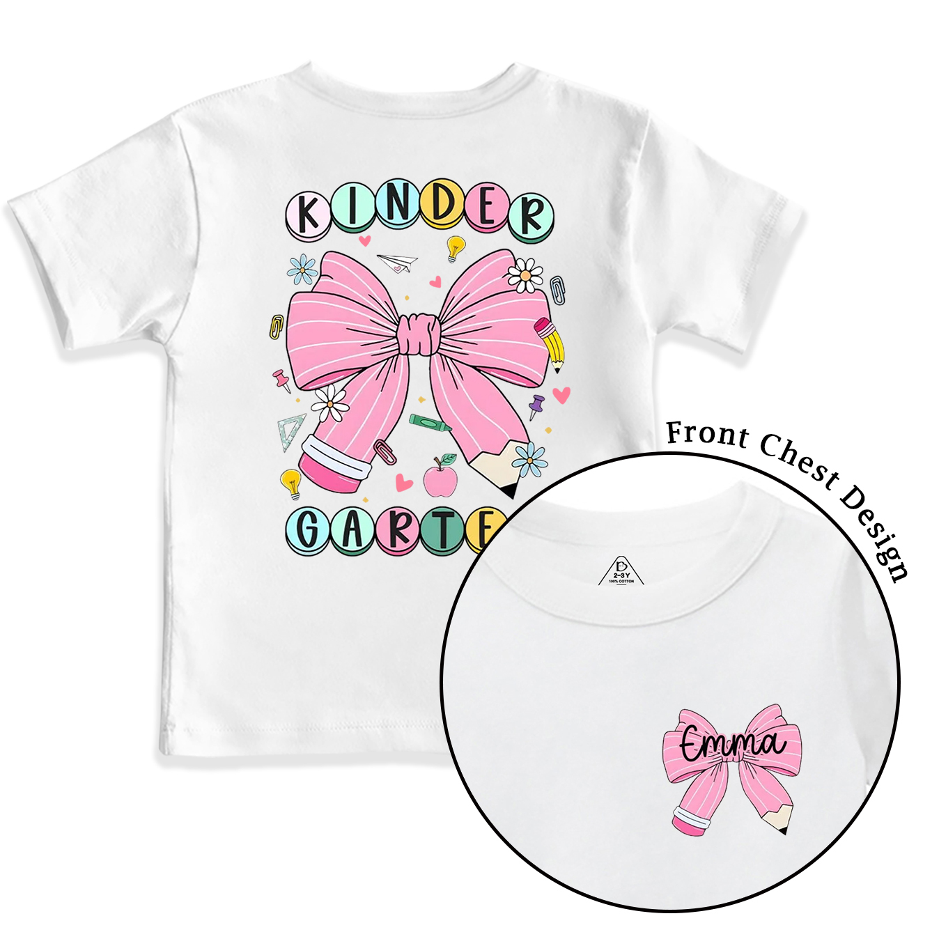 Personalized Back To School Bow Fireworks Toddler&Kid's Tees Beepumpkin 