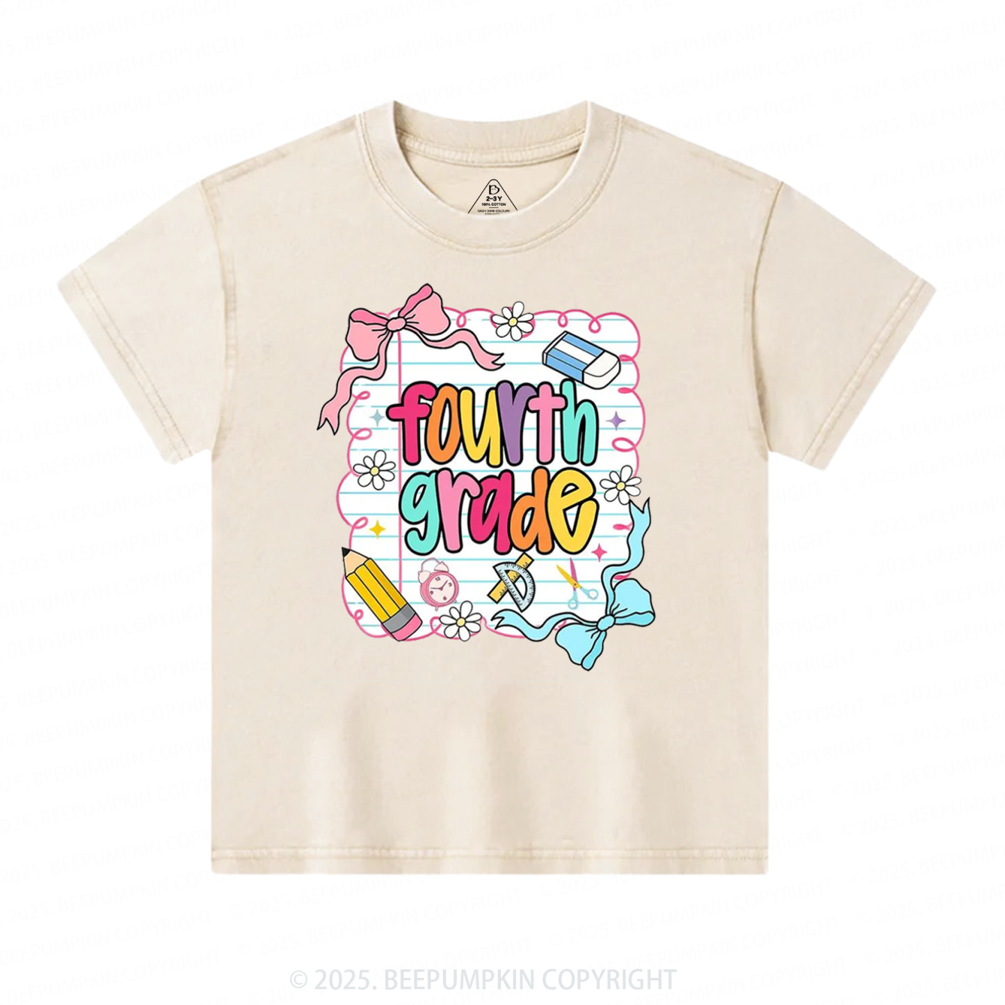 Personalized Back To School Bow Bundle Toddler&Kids Washed Tees