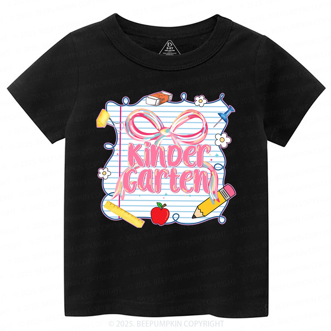 Personalized Preppy Pink Bow Toddler&Kid's Tees Beepumpkin 