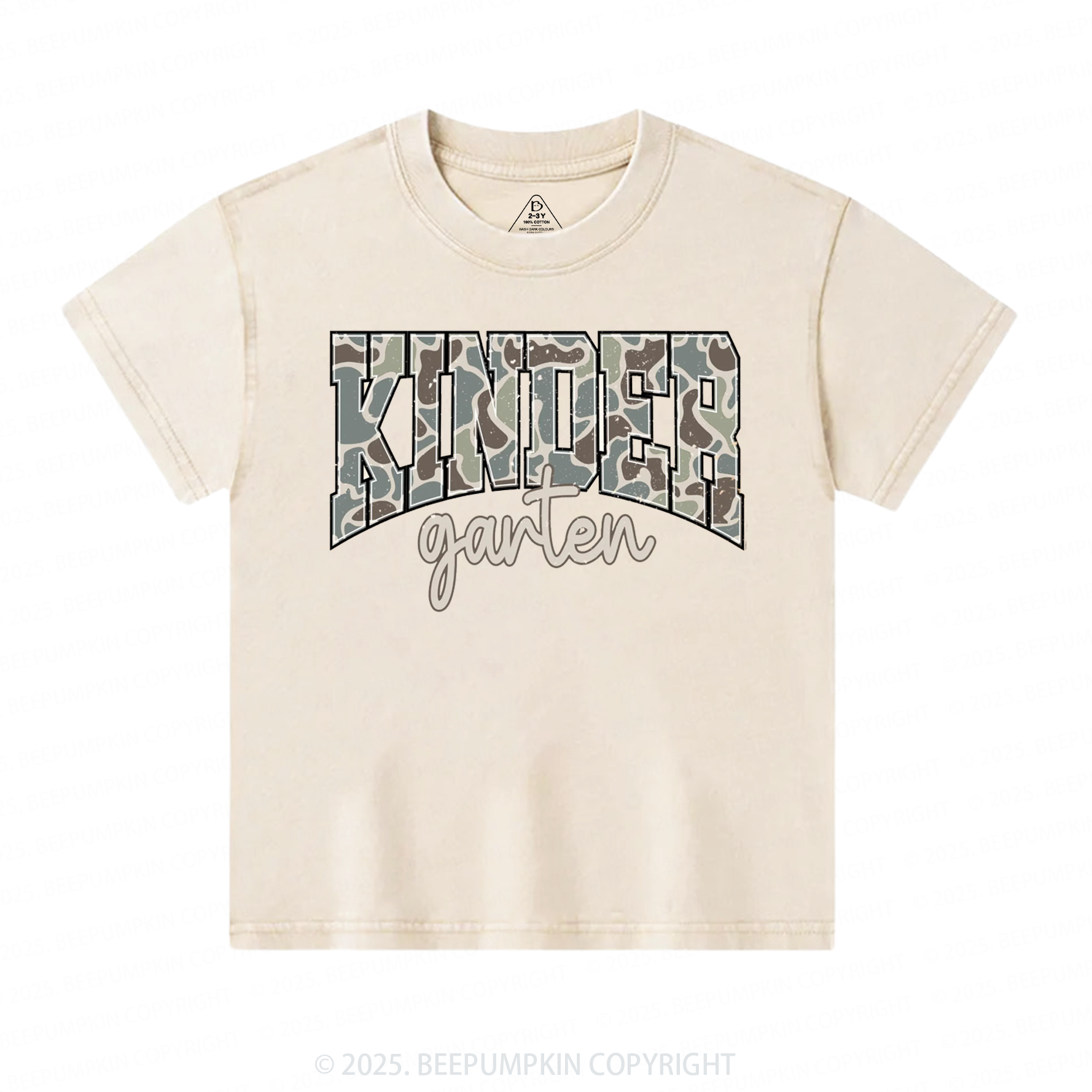 Personalized Back To School Boys Old Camo Toddler&Kids Washed Tees