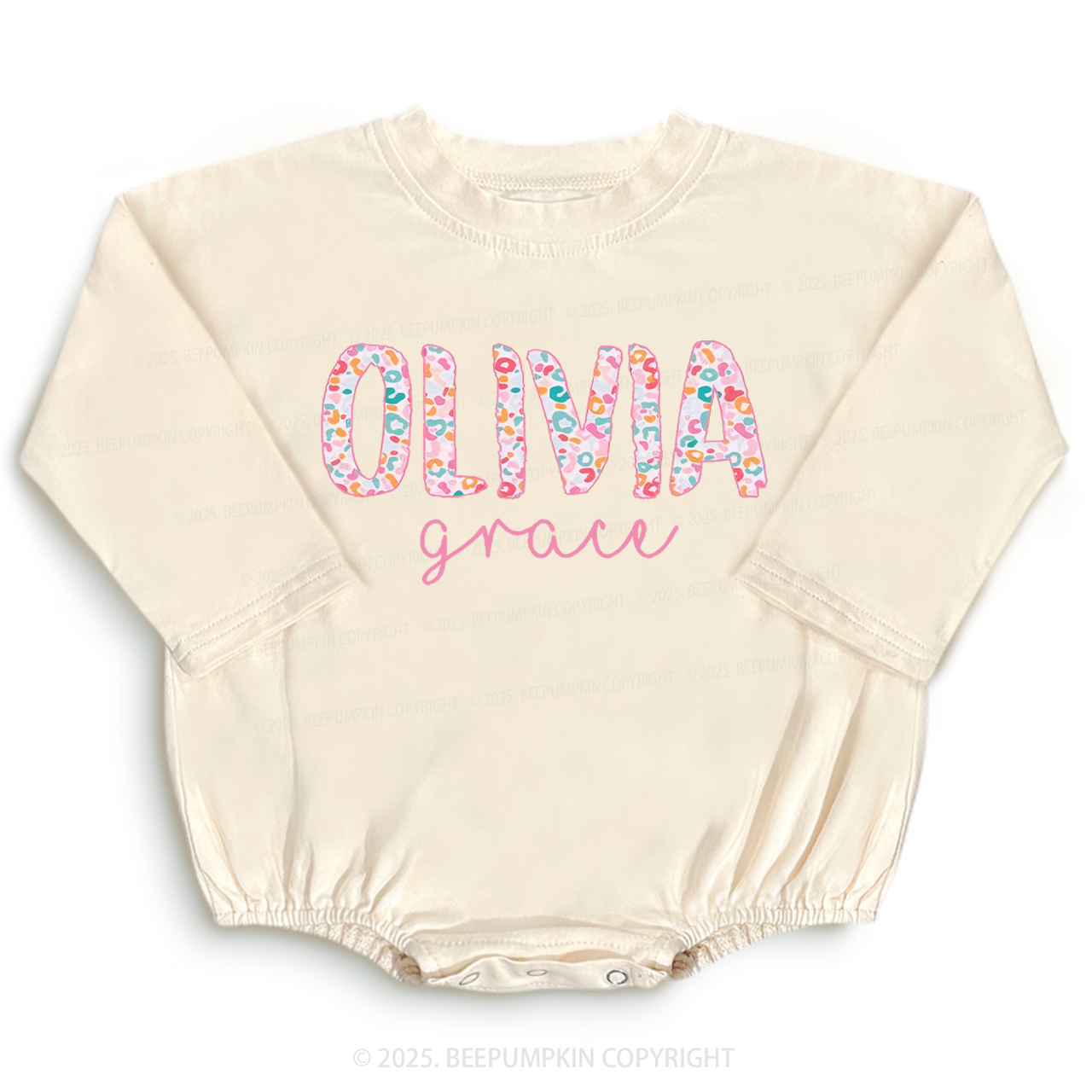 Personalized Name Flower Baby Bubble Romper Beepumpkin