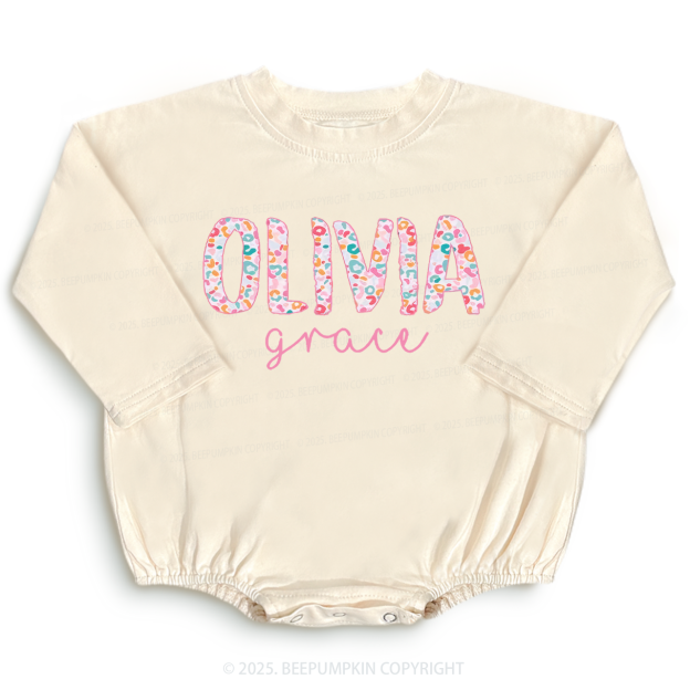 Personalized Name Flower Baby Bubble Romper Beepumpkin