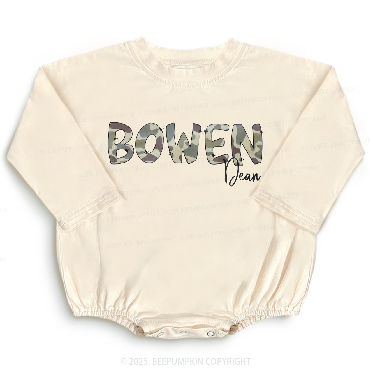 Personalized Duck Camo Name Boy Baby Bubble Romper Beepumpkin