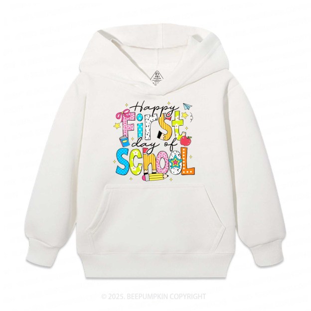 Happy First Day Of School Kid's Hoodies Beepumpkin