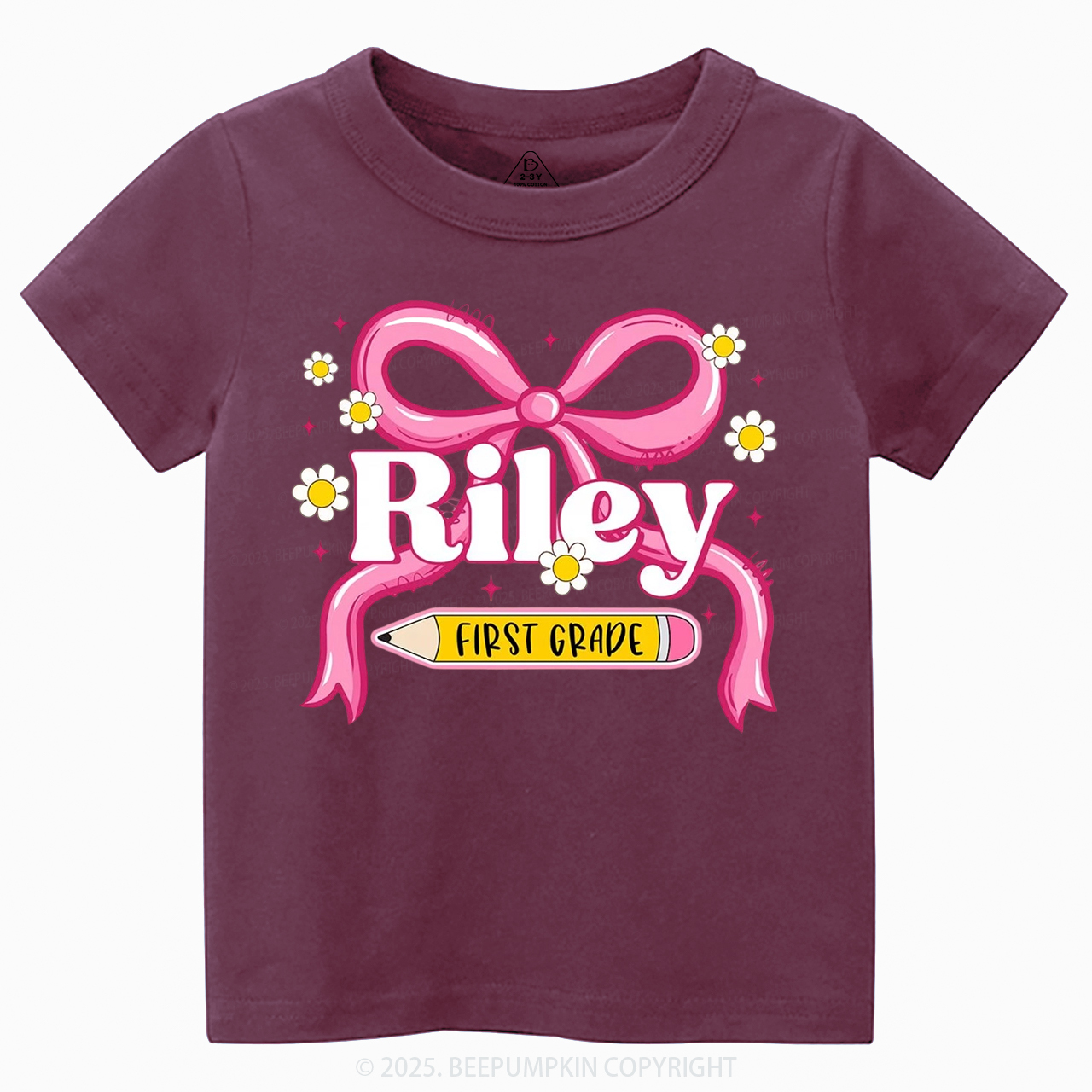 Personalized First Grade Girly Toddler&Kid's Tees Beepumpkin