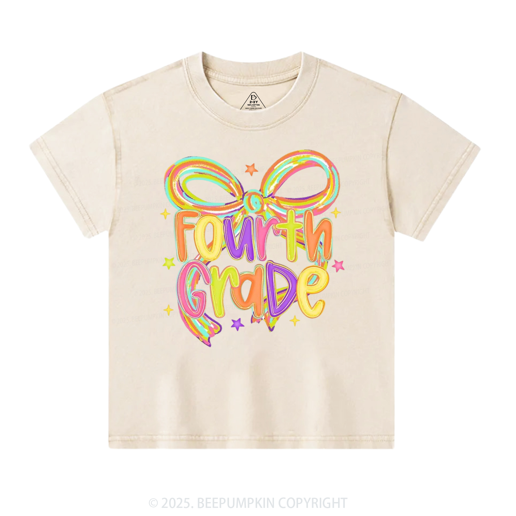 Personalized Girly Bow Sublimation Toddler&Kids Washed Tees
