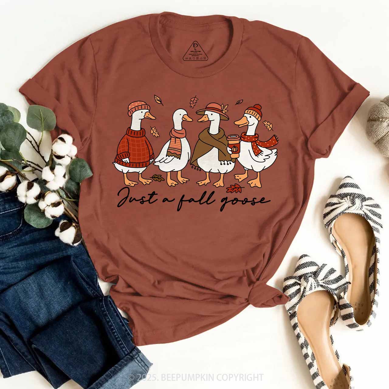 Funny Cozy Goose Fall T-Shirts Beepumpkin 