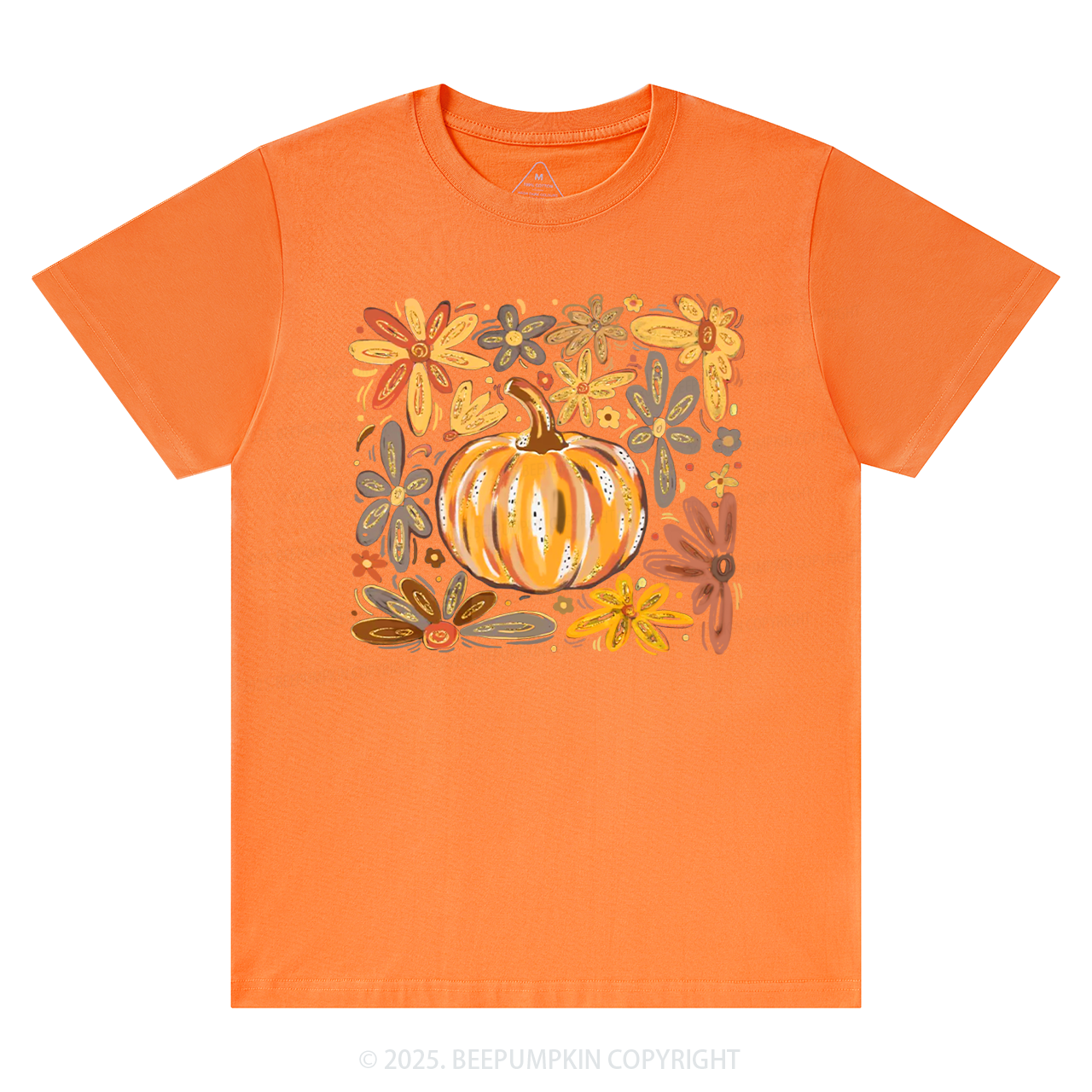 Glitter Boho Fall Floral Pumpkin T-Shirts Beepumpkin 