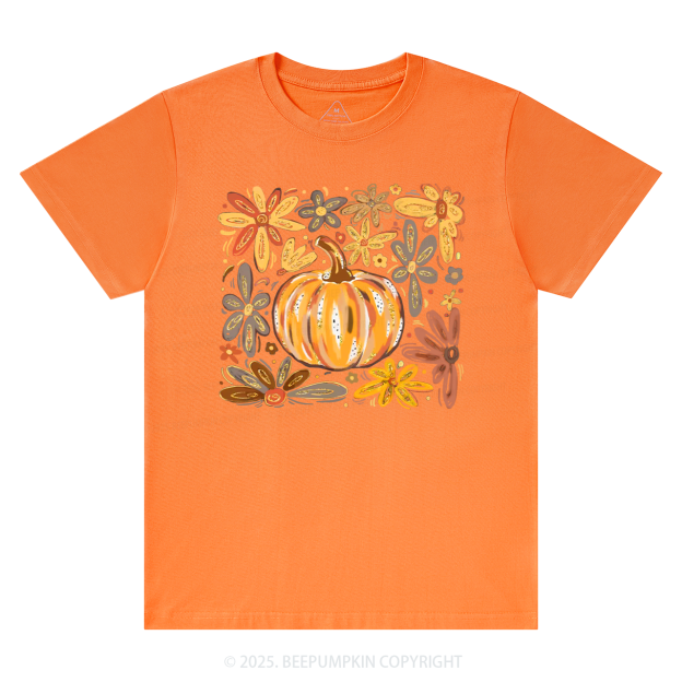 Glitter Boho Fall Floral Pumpkin T-Shirts Beepumpkin 