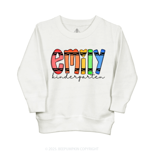 Personalized Colored Crayon Name Kid's Sweatshirt