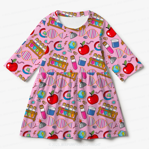 Pink Science Adventure All Over Print Kids Dress