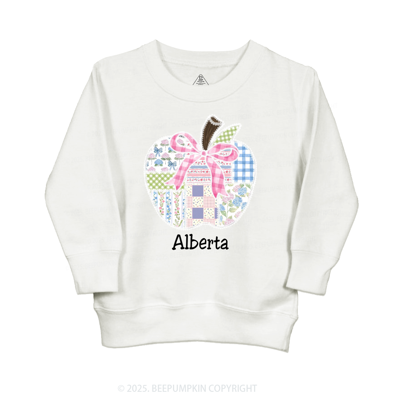 Personalized Lace Apple Name Kid's Sweatshirt