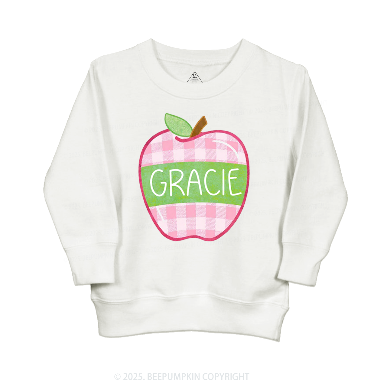 Personalized Plaid Apple Series Kid's Sweatshirt