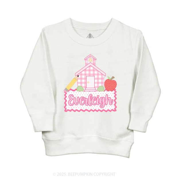 Personalized Pink Schoolhouse Kid's Sweatshirt