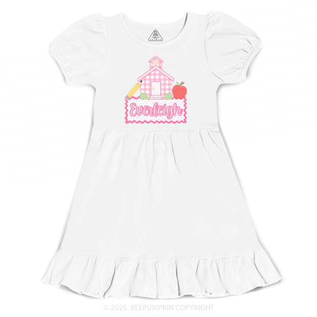 Personalized Pink Schoolhouse Toddler&Kid's Ruffle Dress Beepumpkin 