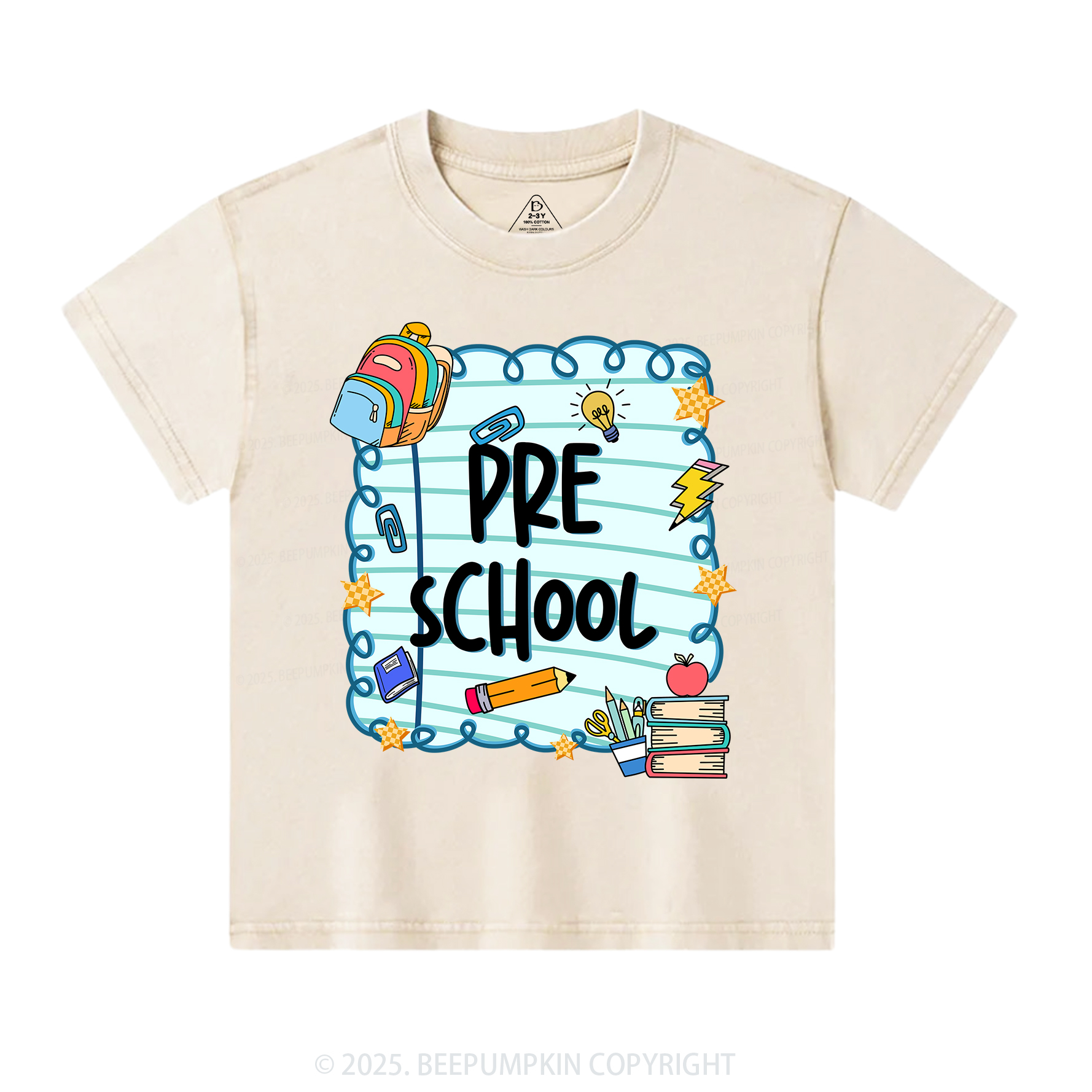Personalized School Essentials Series Toddler&Kids Washed Tees