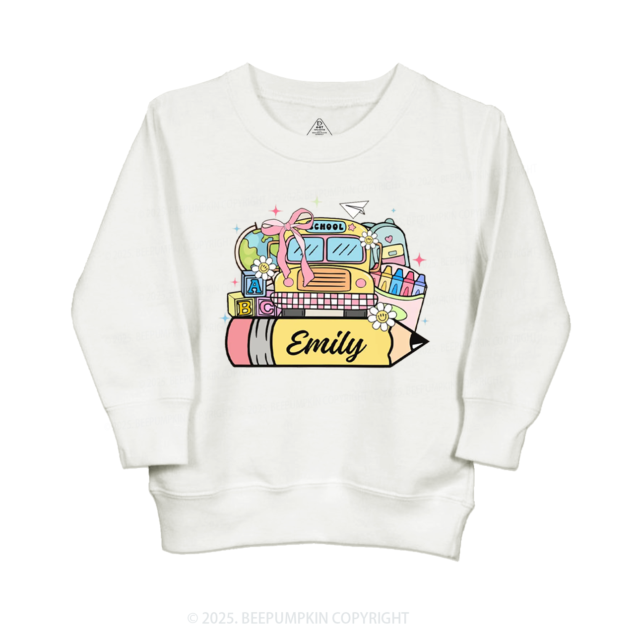 Personalized Kid Name School Bus Kid's Sweatshirt
