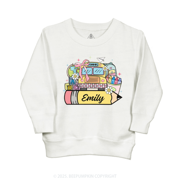 Personalized Kid Name School Bus Kid's Sweatshirt