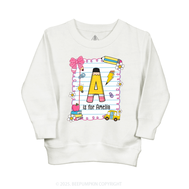 Personalized Alphabet Pencil Name Kid's Sweatshirt