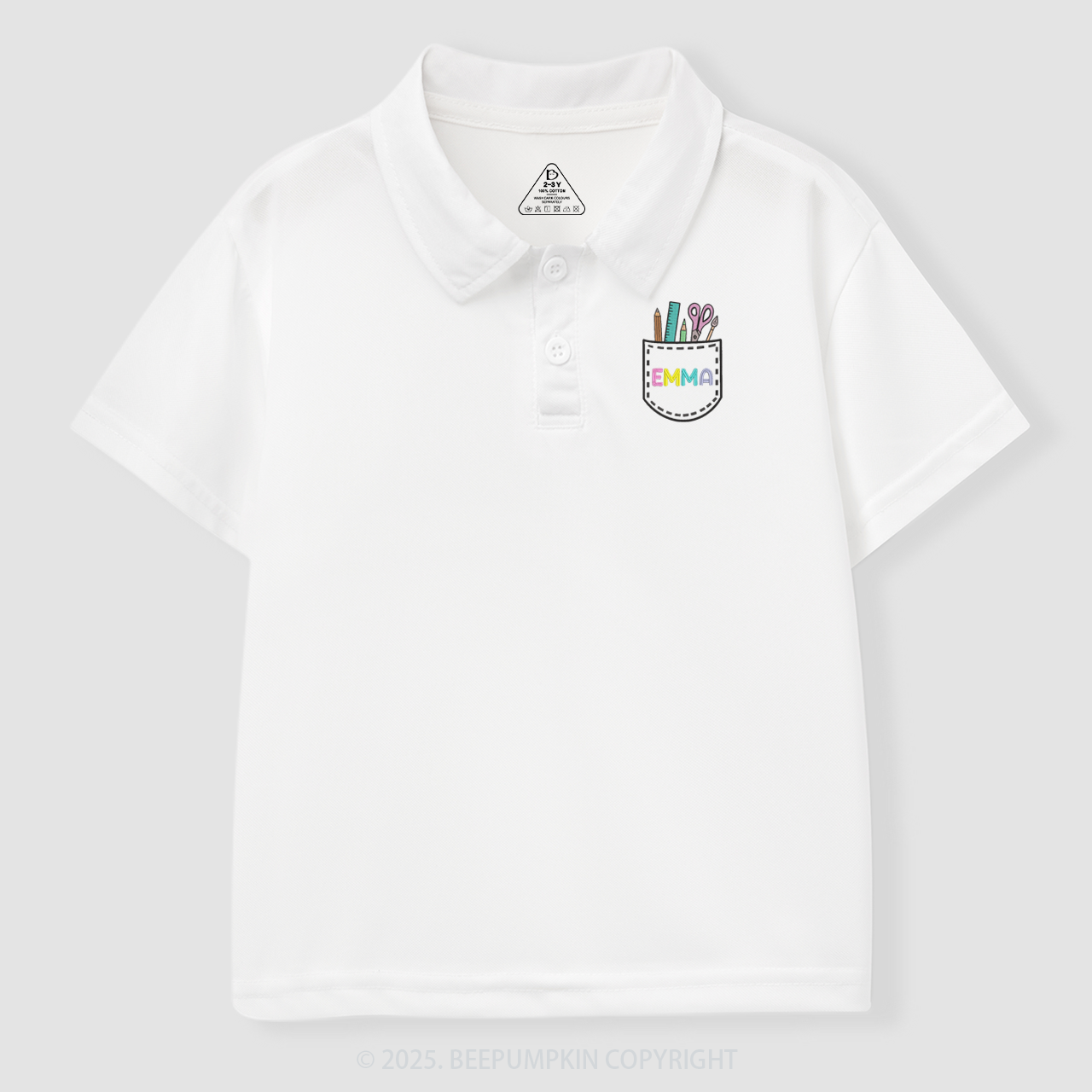 Embroidery Personalized Pocket Name Toddler&Kid's Polo Shirt Beepumpkin