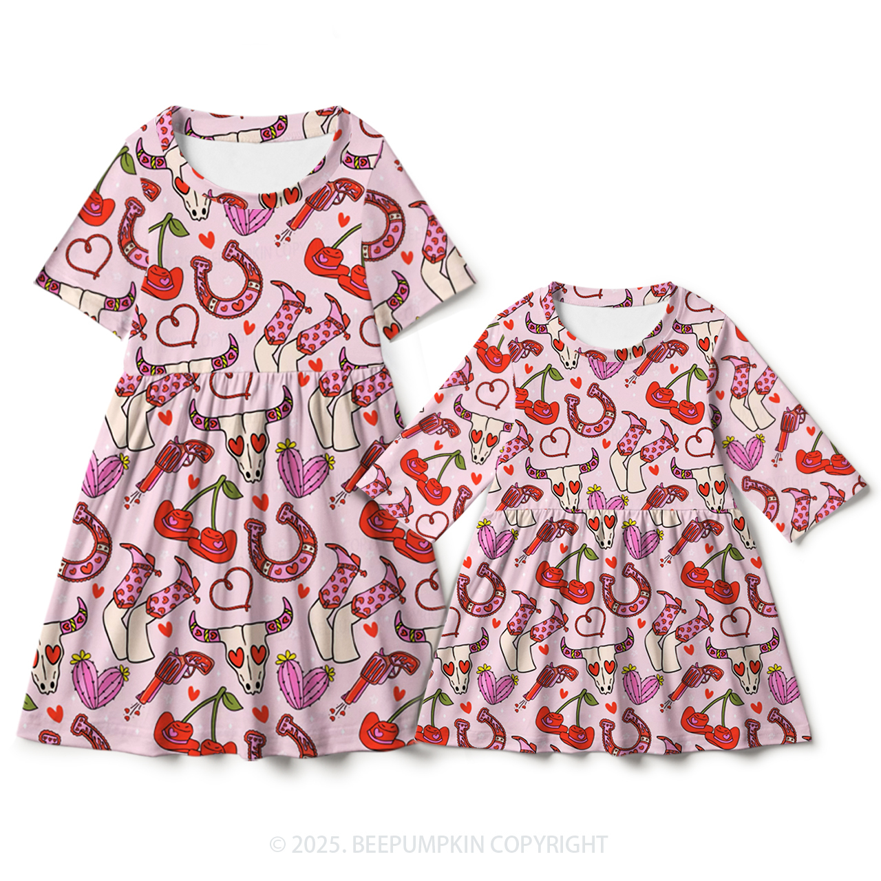 Cowgirl Charm Mom&Me Matching All Over Print Dress