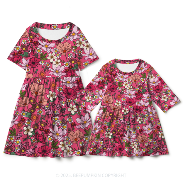 Blooming Romance Mom&Me Matching All Over Print Dress