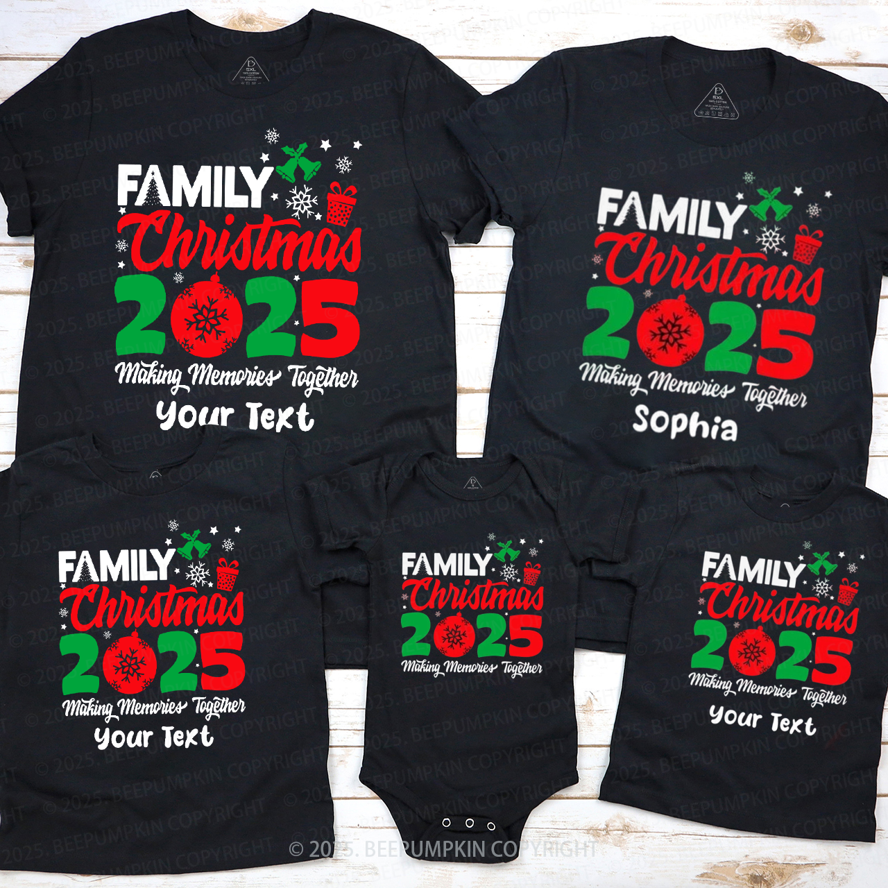 Personalized Christmas 2025  Family Matching T-Shirts Beepumpkin