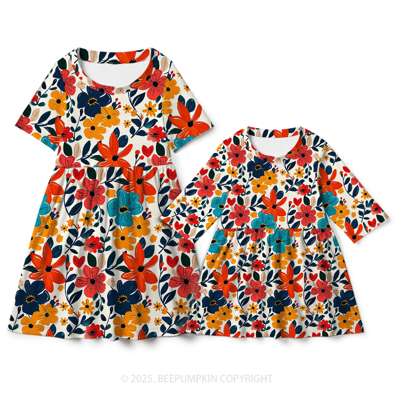 Autumn Atmosphere Mom&Me Matching All Over Print Dress